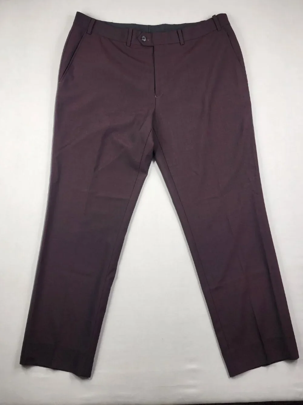 Bar III Mens 38x30 Burgundy Wool Blend Slim Fit Modern Minimalist Dress Pants EX